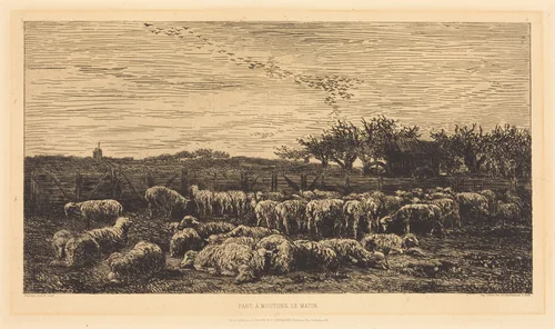 Large Sheepfold (Le Grand parc a moutons) by Charles-François Daubigny, print, 1860