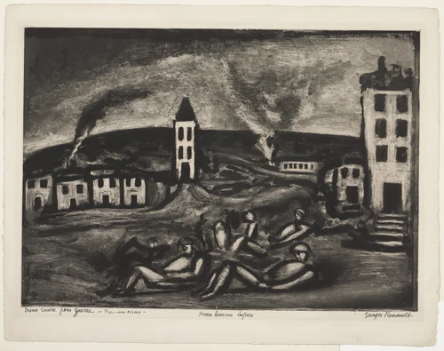 Trial proof for My Sweet Homeland, What Has Become of You?, plate XLIV from Miserere by Georges Rouault, illustrated book, 1927