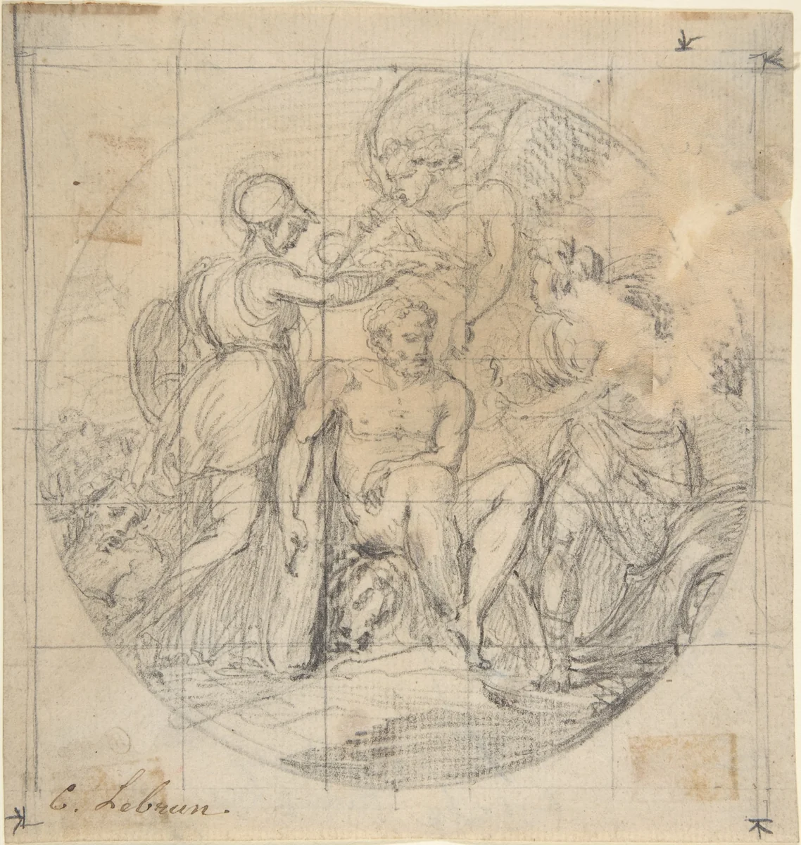 The Choice of Hercules by anonymous, drawing, 1600-1699