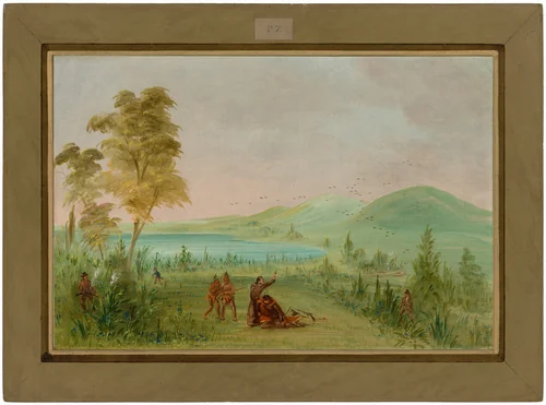 La Salle Assassinated by Duhaut. May 19, 1686 by George Catlin, painting, 1847-1848