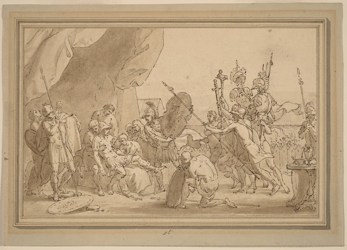 Death of a General by Benjamin West, drawing, 1738-1820