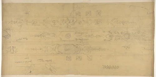 Design for Ceiling Decorations, Fontainebleau by Jules-Edmond-Charles Lachaise, drawing, 1850-1900