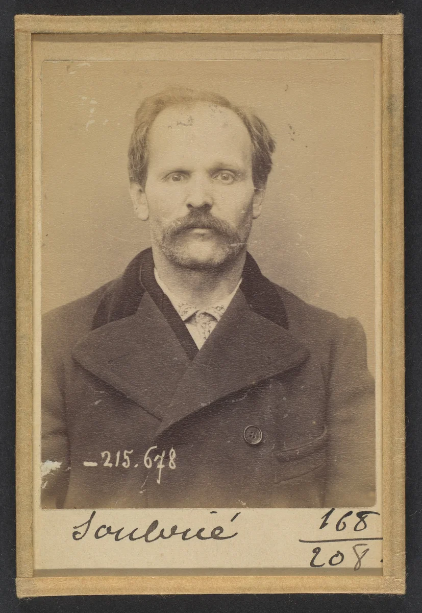 Soubrié. François. 39 ans, né à Livignac-le-Haut (Aveyron). Brûleur de café. Anarchiste. 14/3/94. by Alphonse Bertillon, photograph, 1894
