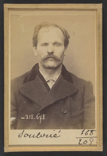 Soubrié. François. 39 ans, né à Livignac-le-Haut (Aveyron). Brûleur de café. Anarchiste. 14/3/94. by Alphonse Bertillon, photograph, 1894