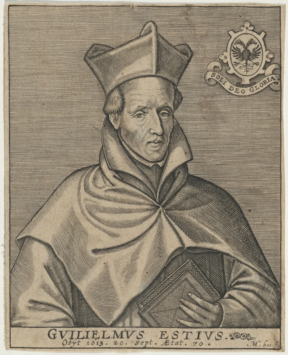William Estius, Catholic Priest by Martin Baes, print, 1551-1678