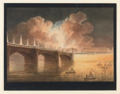 Fête pour la Paix Générale donnée à Paris le 18 Brumaire. Pont et Place de la Concorde. by Francesco Piranesi, print, 1801-1802