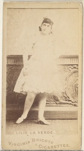 Lilie La Verde, from the Actors and Actresses series (N45, Type 1) for Virginia Brights Cigarettes by Allen & Ginter, photograph, 1885-1891