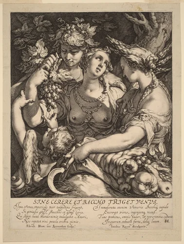 Sine Cerere et Baccho Friget Venus by Jan Pietersz Saenredam, print, 1595-1605