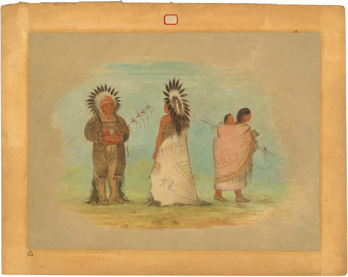 Two Ottoe Chiefs and a Woman by George Catlin, painting, 1861-1869