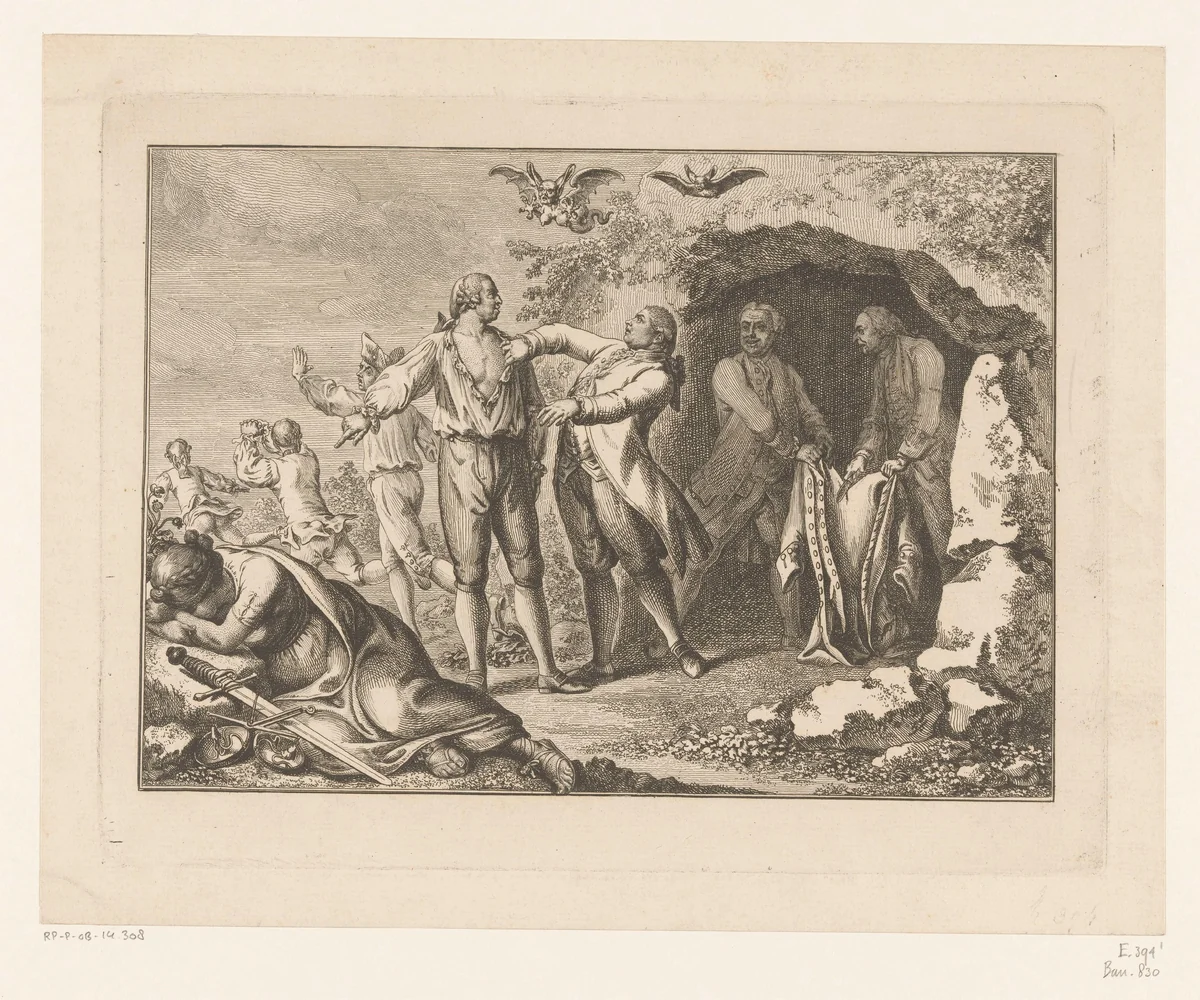 Allegorie op het illegaal herdrukken van boeken by Daniel Nikolaus Chodowiecki, print, 1781