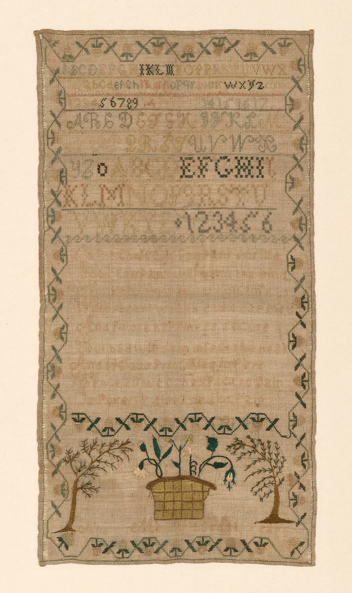 Sampler by Ann Morris, textile, 1801-1900