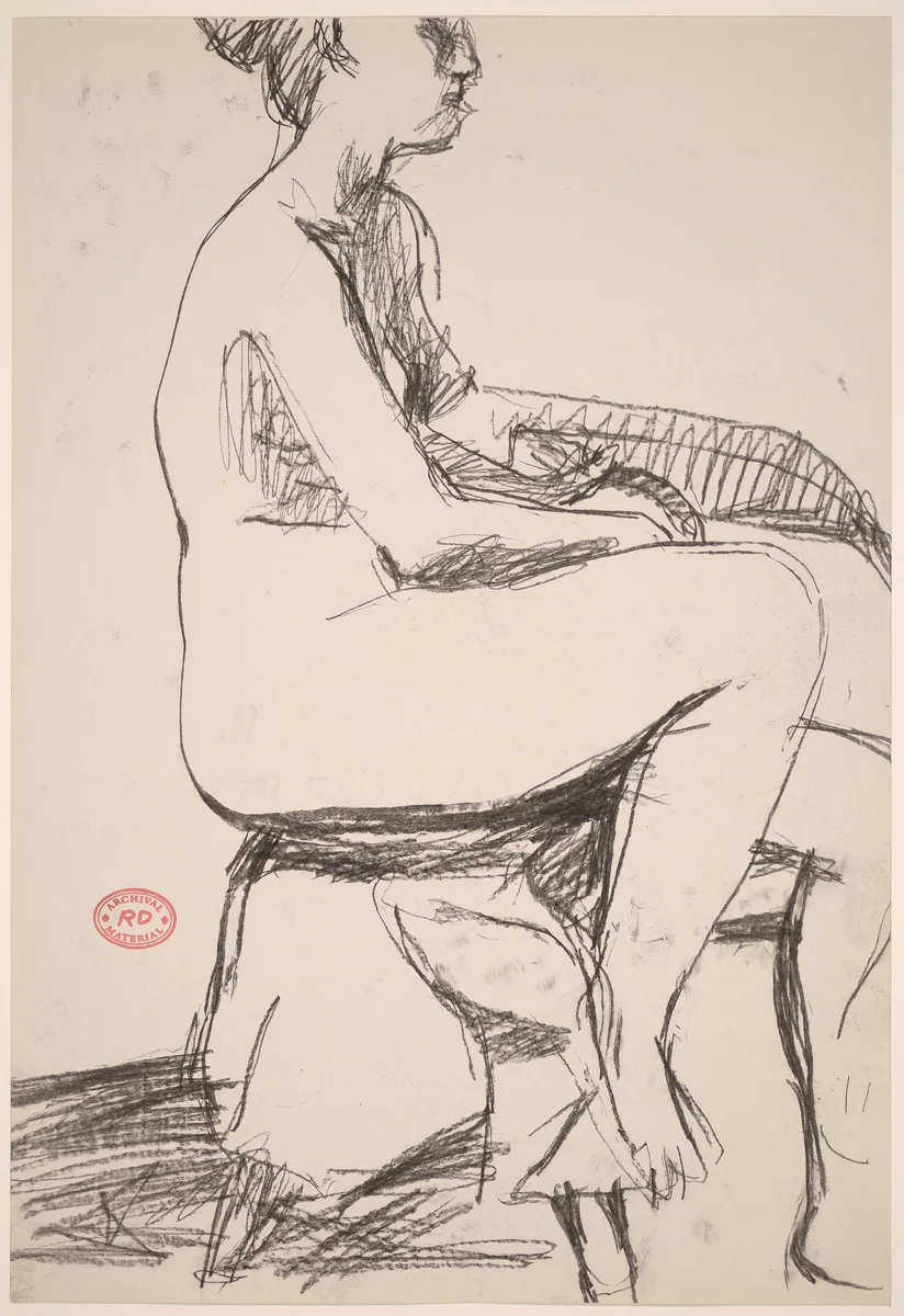 Untitled [side view of a seated female nude] by Richard Diebenkorn, drawing, 1955-1967