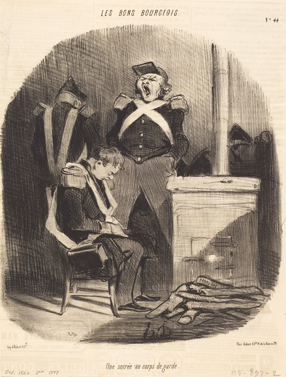 Une Soirée au corps de garde by Honoré Daumier, print, 1847