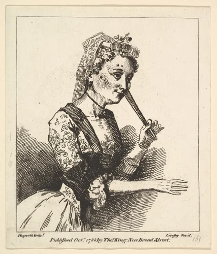 Surprised Woman from Hogarth's "Morning" by Richard Livesay, print, 1788