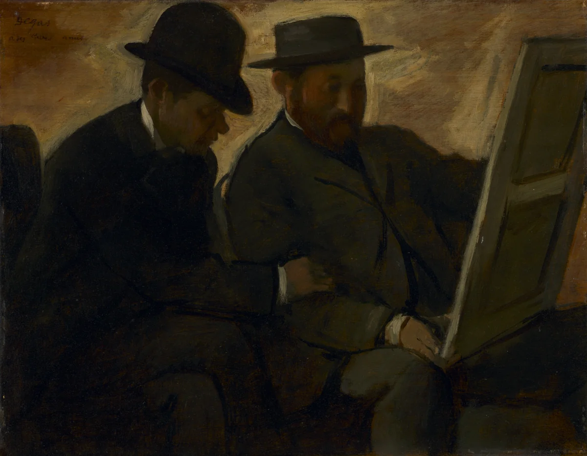 Paul Lafond and Alphonse Cherfils Examining a Painting by Edgar Degas, painting, 1873-1885