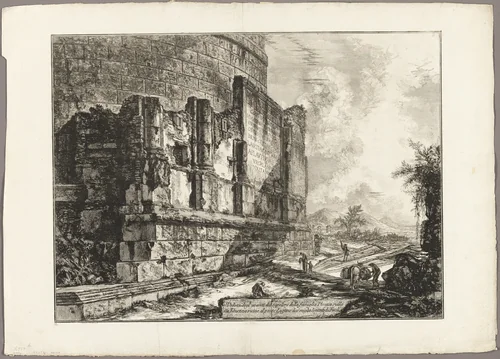 View of the Remains of the Tomb of the Plautii on the Via Tiburtina, near the Ponte Lugano, two miles distant from Tivoli, from Views of Rome by Giovanni Battista Piranesi, print, 1760-1769