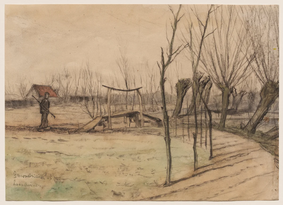Landscape at Loosduinen by Piet Mondrian, drawing, 1905