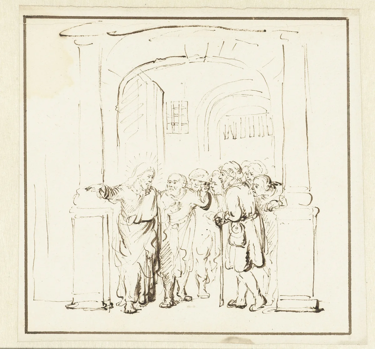 De roeping van Mattheus by Nicolaes Maes, drawing, 1650-1660
