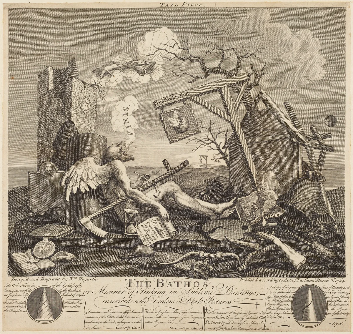 Tailpiece, or The Bathos by William Hogarth, print, 1764