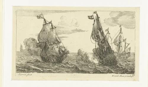 Zeeslag by anonymous, print, 1650-1738