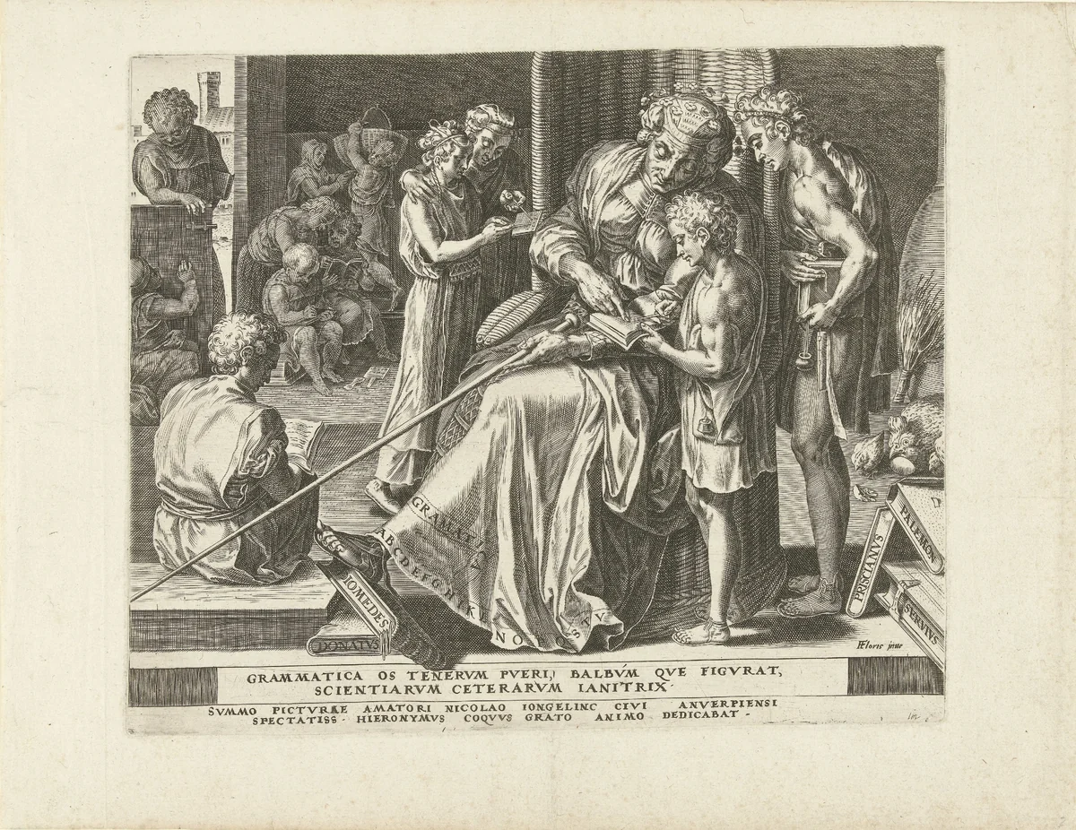 Grammatica (Spraakkunst) by Cornelis Cort, print, 1565-1665