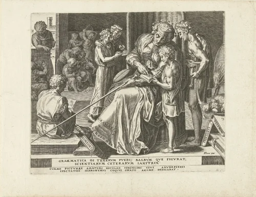 Grammatica (Spraakkunst) by Cornelis Cort, print, 1565-1665