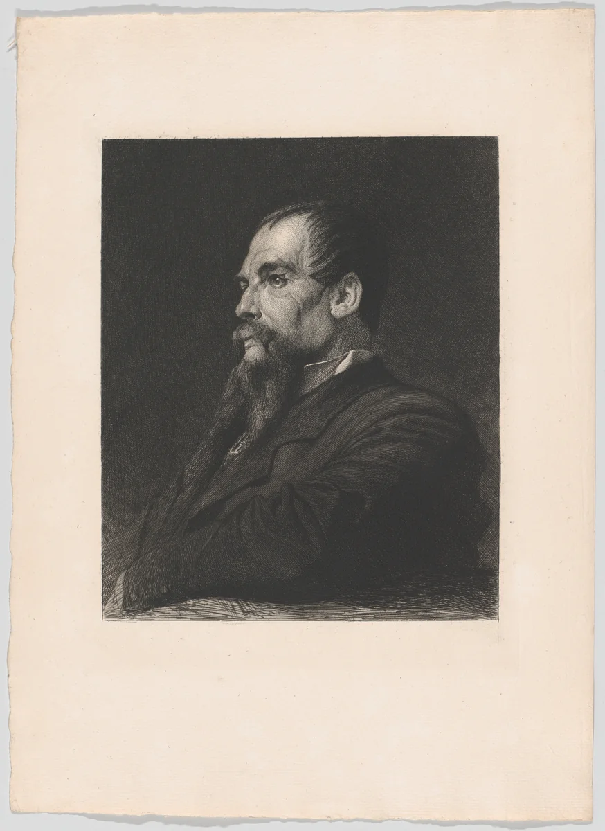 Portrait of Captain Burton, from "The Portfolio" by Léopold Flameng, print, 1879