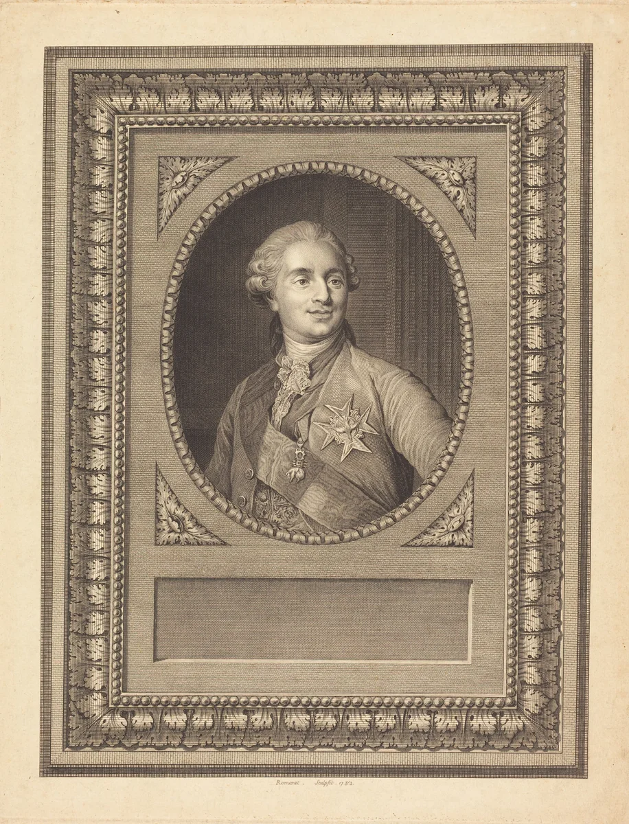 Louis XVI, King of France by Antoine Louis Romanet; Joseph Siffred Duplessis, print, 1783