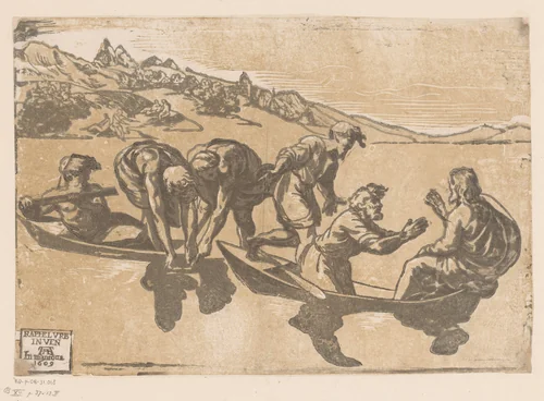 Wonderbare visvangst by Ugo da Carpi, print, 1609