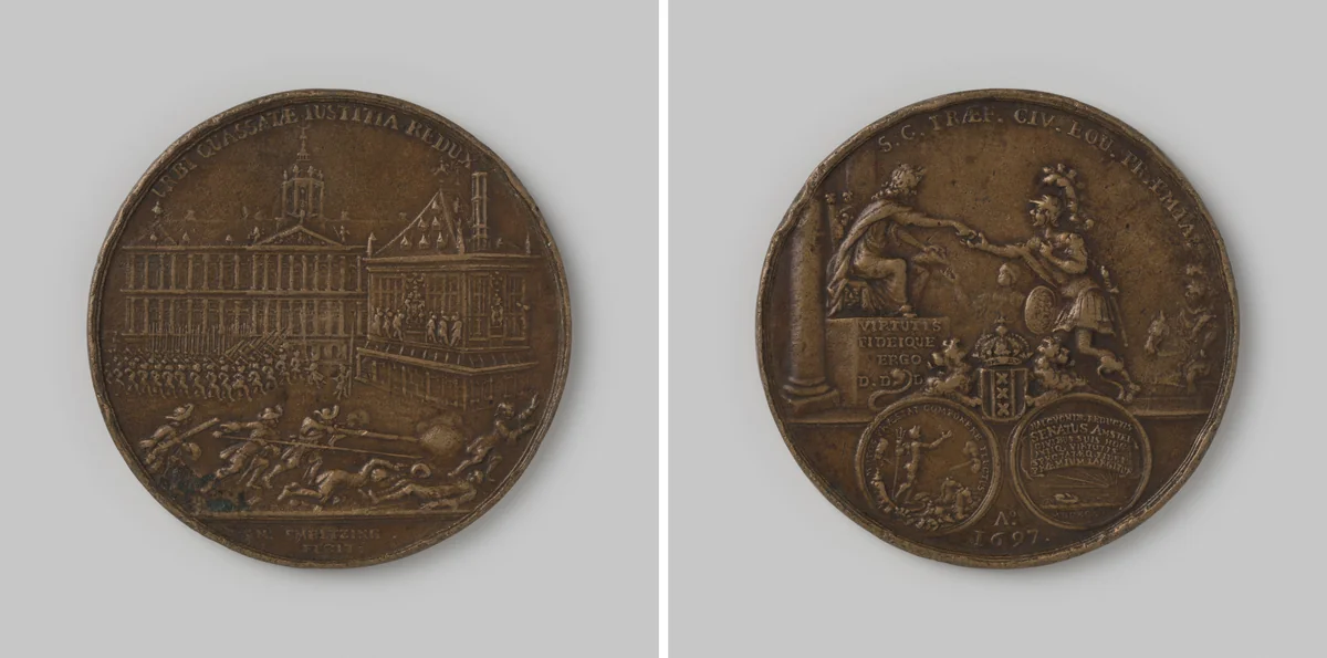 Aansprekersoproer 1696 (1697) by Martin Smeltzing, metalwork, 1696