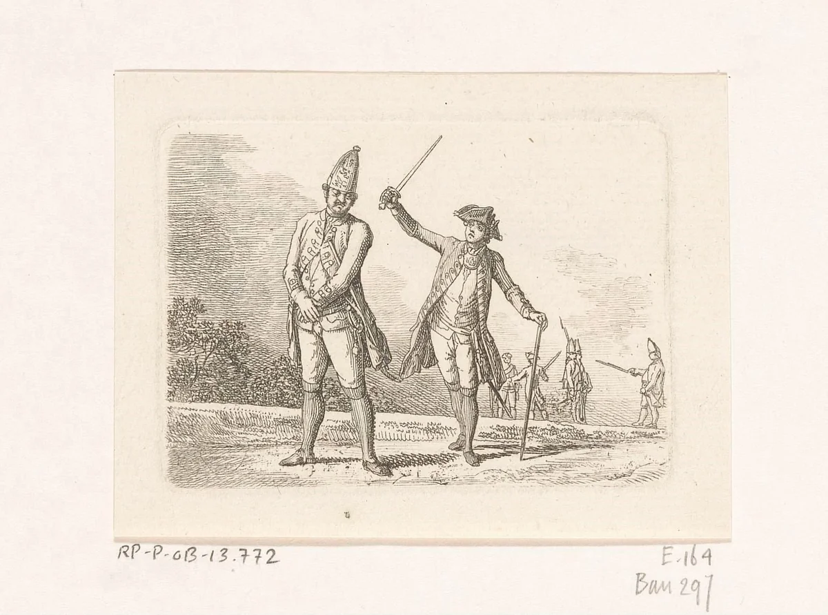 Hoe een eerlijk man zijn straf incasseert by Daniel Nikolaus Chodowiecki, print, 1776