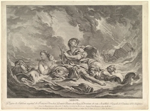 Arion by Augustin de Saint-Aubin, print, 1763-1766