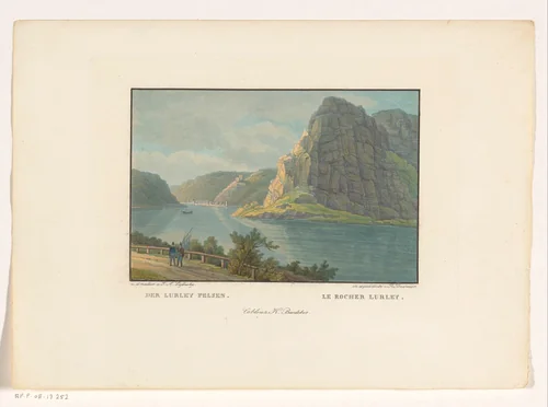 Gezicht op de Loreley by Rudolf Bodmer, print, 1832-1872