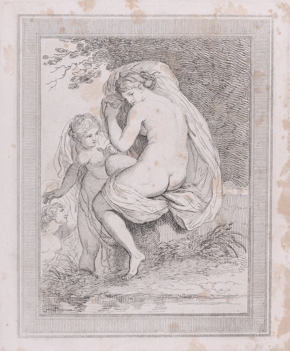 A Nymph Drying Herself by Thomas Rowlandson, print, 1790-1799