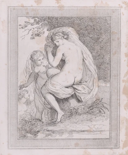 A Nymph Drying Herself by Thomas Rowlandson, print, 1790-1799