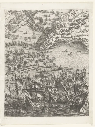 Beleg van La Rochelle, september 1627-oktober 1628 (centrale kaart, deel middenonder) by Jacques Callot, print, 1628-1631