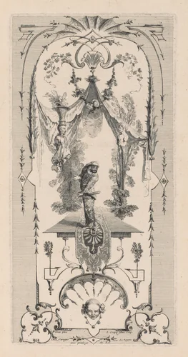 Harlequin, Arabesque by Louis Crépy, print, 1704-1750