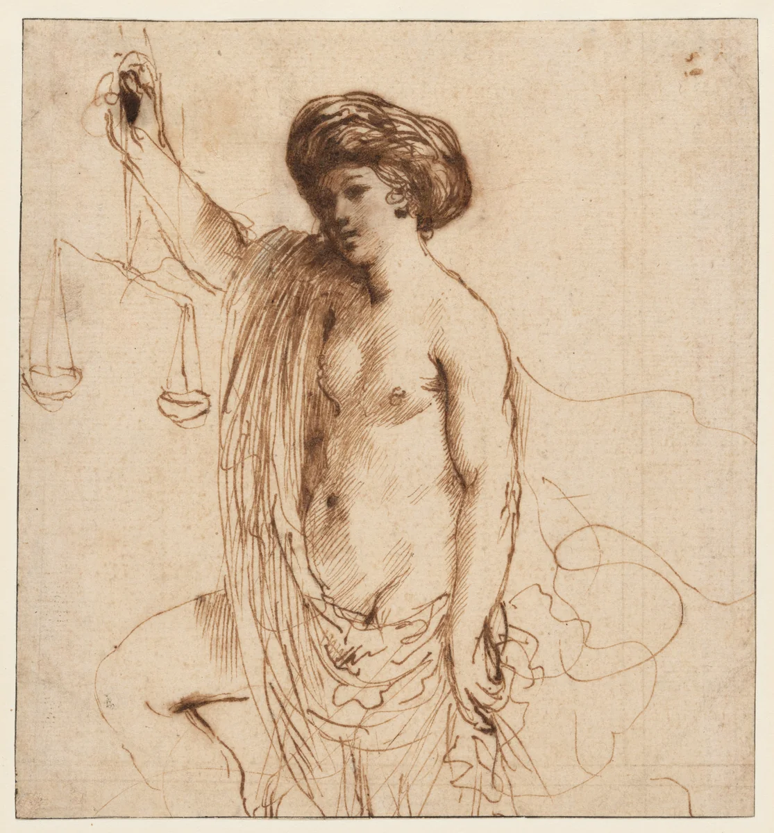Personification of Justice by Guercino, drawing, 1635-1640