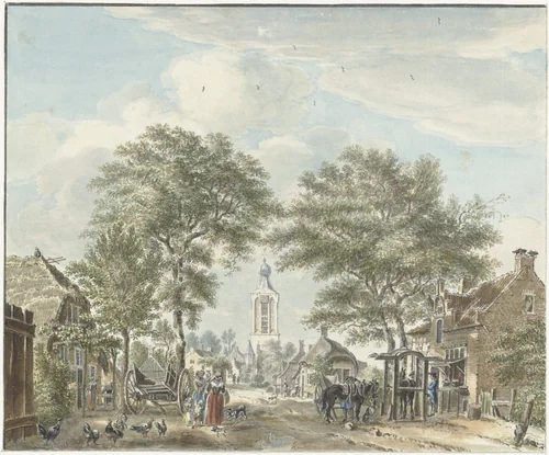 Gezicht op Scherpenzeel by Jan de Beijer, drawing, 1713-1780