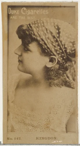 Card Number 142, Miss Kingdon, from the Actors and Actresses series (N145-6) issued by Duke Sons & Co. to promote Duke Cigarettes by W. Duke, Sons & Co., photograph, 1880-1889