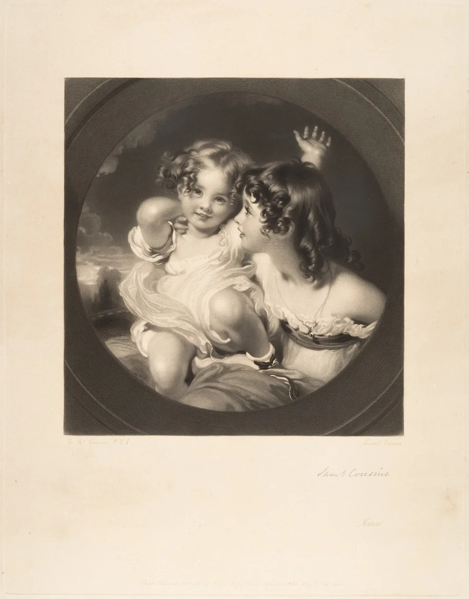 Nature (The Calmady Children) by Samuel Cousins, print, 1835