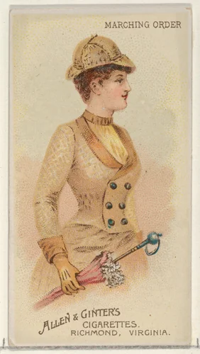 Marching Order, from the Parasol Drills series (N18) for Allen & Ginter Cigarettes Brands by Allen & Ginter, print, 1888