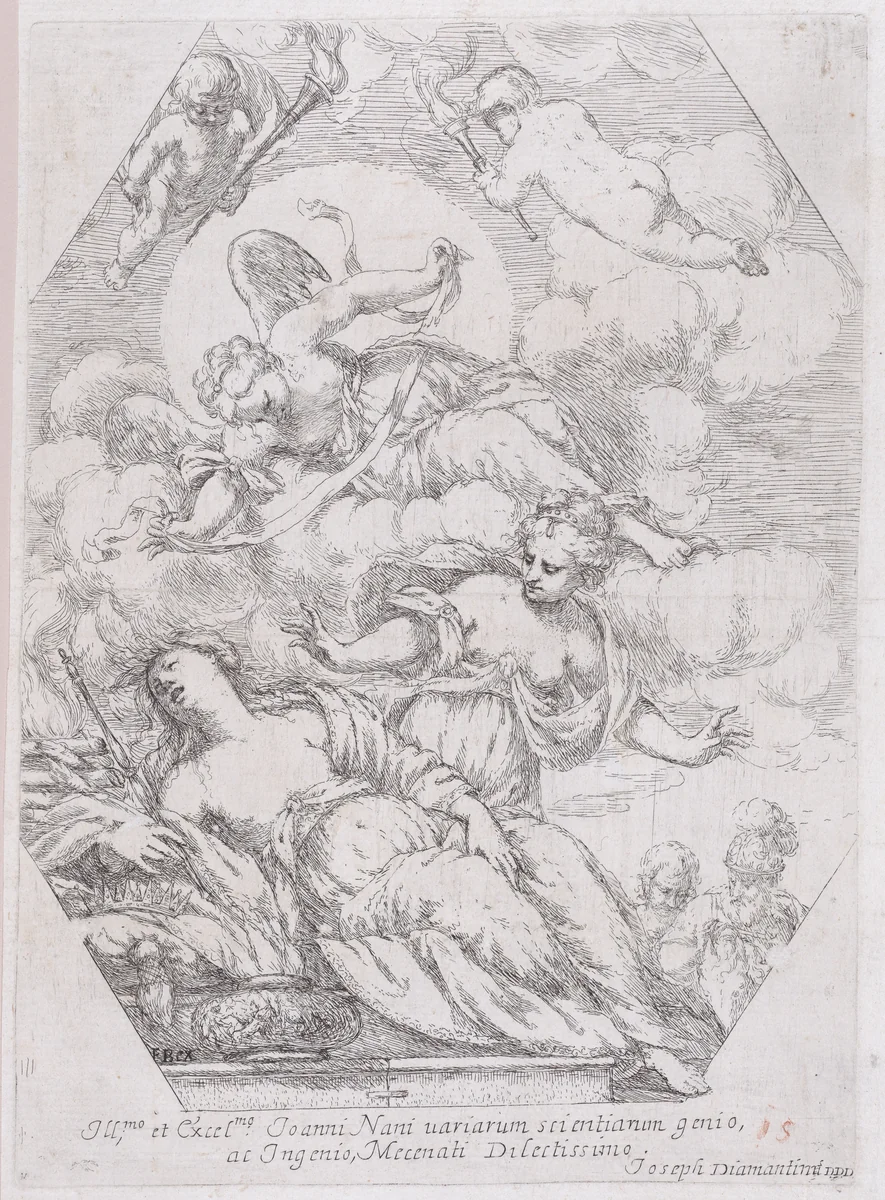 Dido on the Funeral Pyre by Giuseppe Diamantini, print, 1650-1700