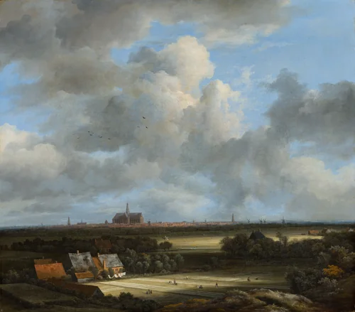 View of Haarlem with Bleaching Grounds by Jacob van Ruisdael, painting, 1670
