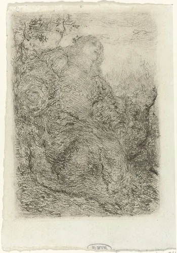 Vrouw onder een boom by Matthijs Maris, print, 1887-1888