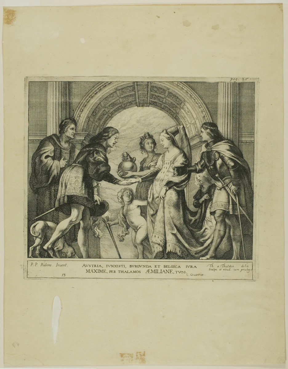 The Marriage of Maximilian of Austria with Mary of Burgundy by Theodoor van Thulden, print, 1626-1669