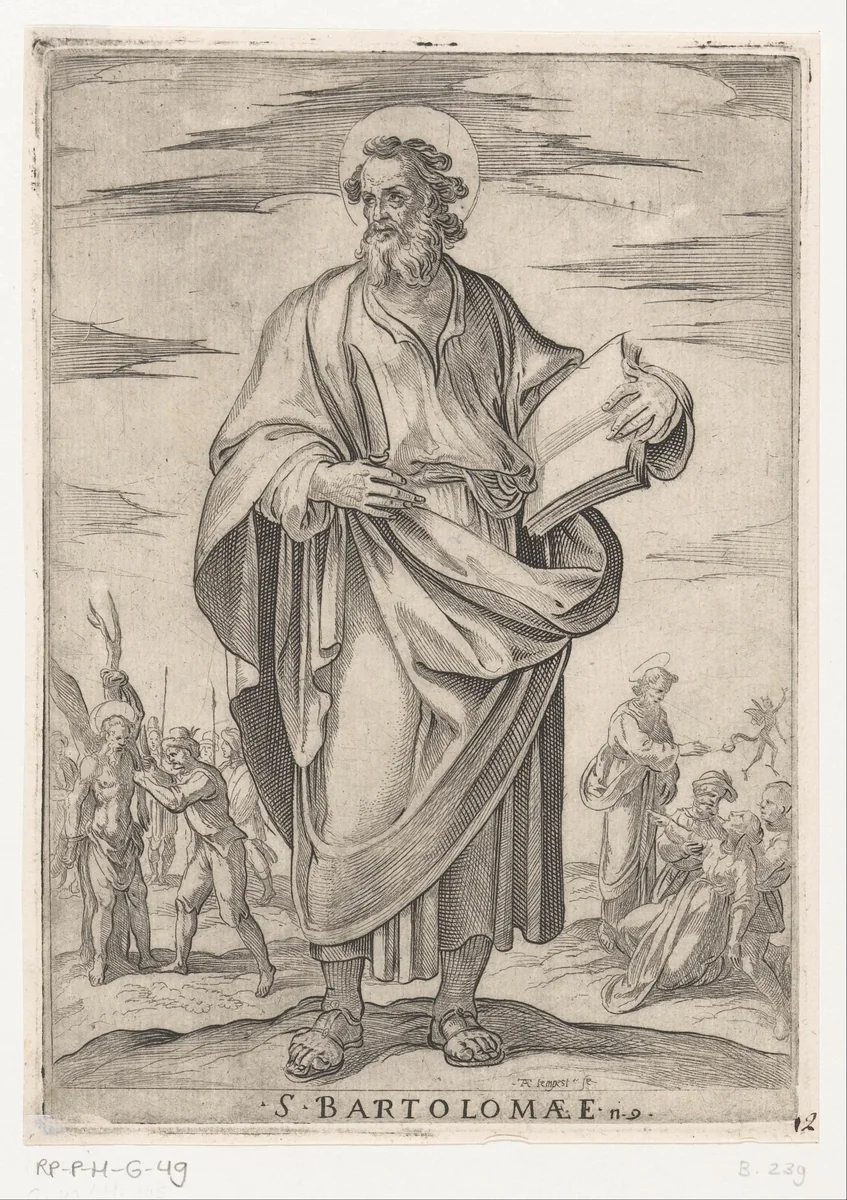De heilige Bartolomeüs by Unknown, print, 1565-1630