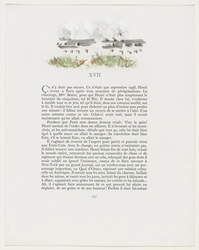 Headpiece (page 131) from Mille Regrets (A Thousand Regrets) by Christian Bérard, illustrated book, 1947