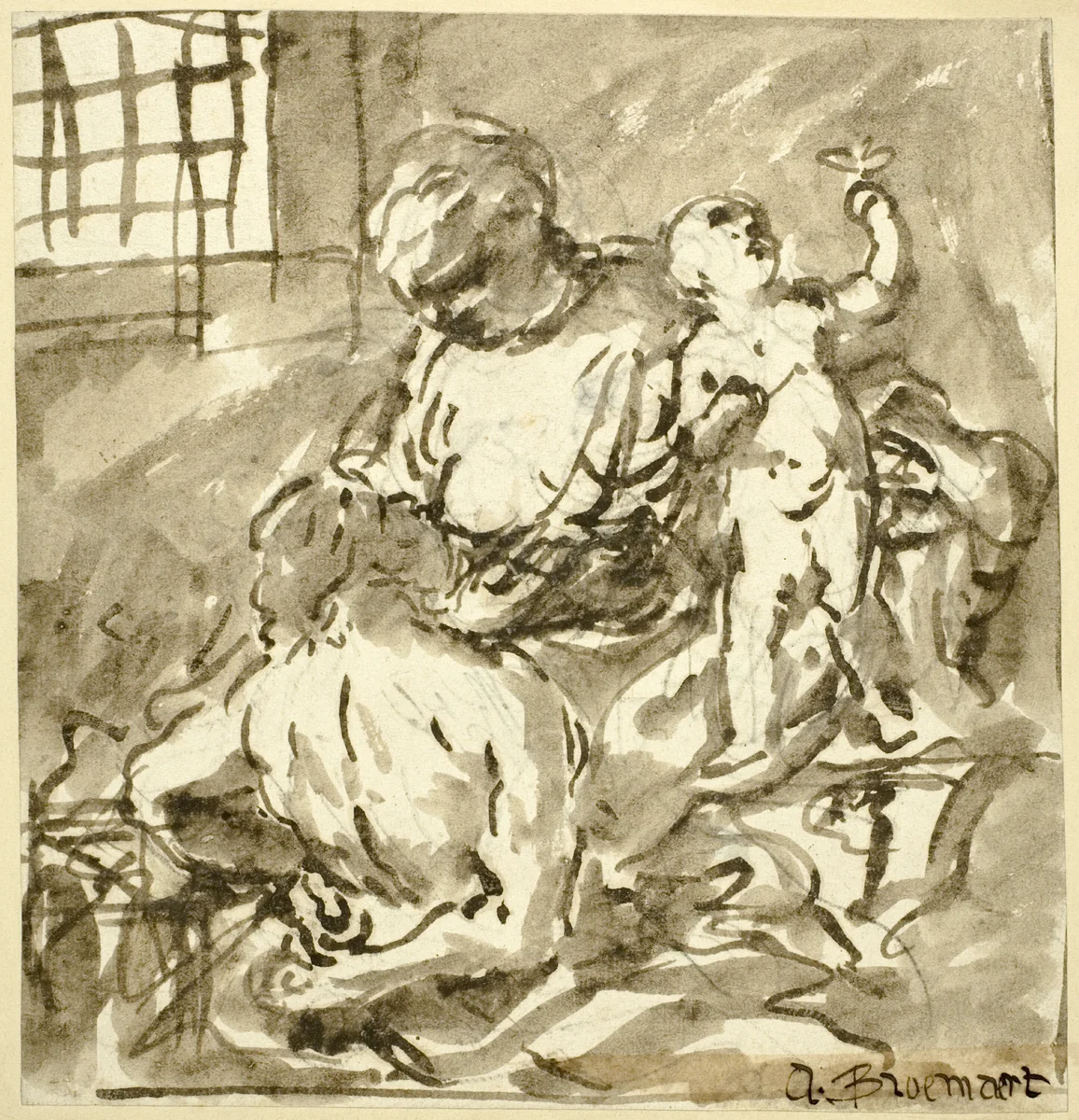 Caritas Romana by Abraham Bloemaert, drawing, 1584-1651