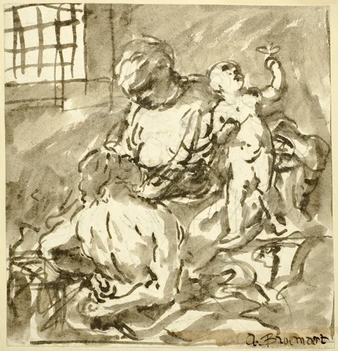 Caritas Romana by Abraham Bloemaert, drawing, 1584-1651